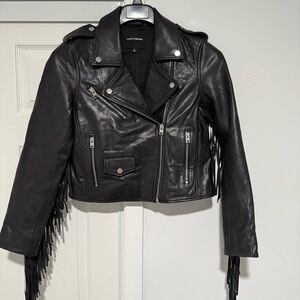 Lucky Brand Jacket Women’s Fringe Soft Leather Moto Jacket - S